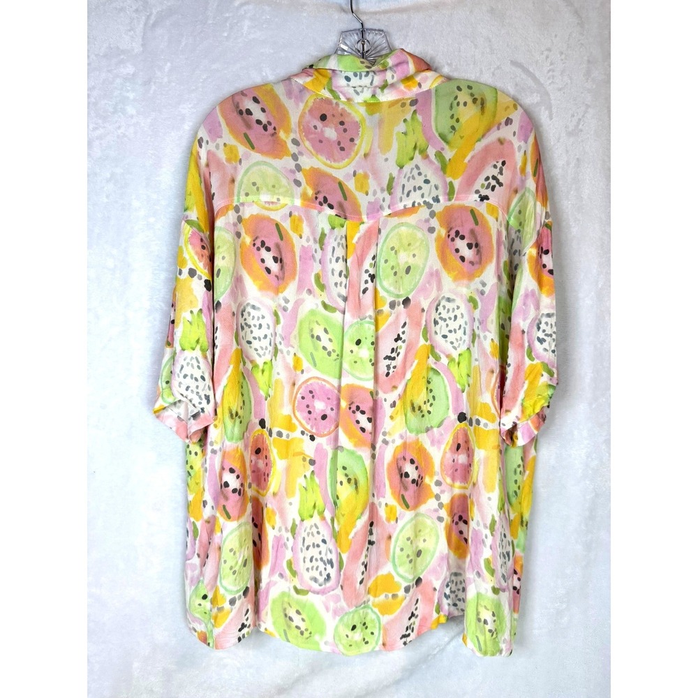 Princess Polly 2 Pc Dress Shirt Set US 10 Pink Tropical Fruit Print Resort‎